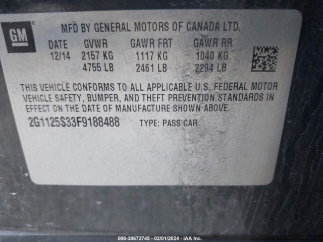 Photo 8 VIN: 2G1125S33F9188488 - CHEVROLET IMPALA 