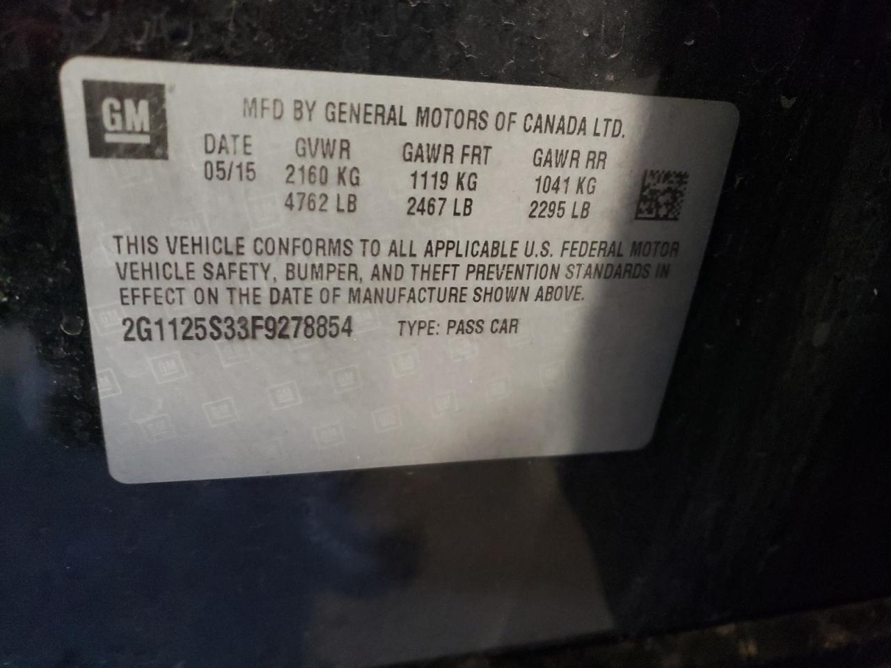 Photo 11 VIN: 2G1125S33F9278854 - CHEVROLET IMPALA 