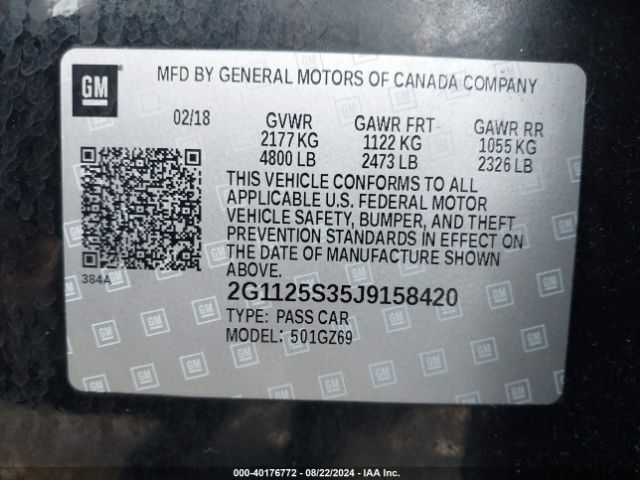 Photo 8 VIN: 2G1125S35J9158420 - CHEVROLET IMPALA 