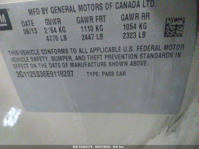 Photo 8 VIN: 2G1125S36E9118207 - CHEVROLET IMPALA 