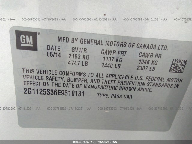 Photo 8 VIN: 2G1125S36E9310131 - CHEVROLET IMPALA 