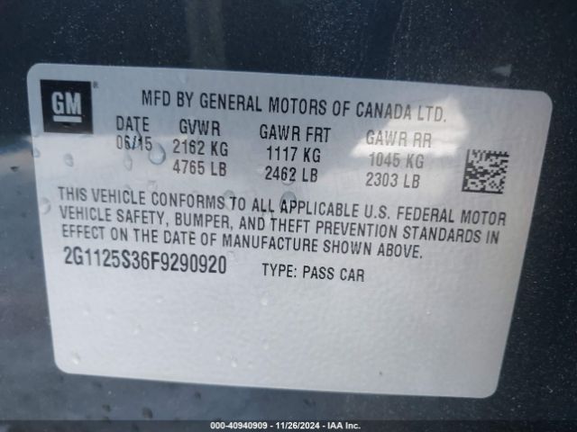 Photo 8 VIN: 2G1125S36F9290920 - CHEVROLET IMPALA 