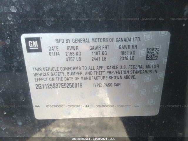 Photo 8 VIN: 2G1125S37E9250019 - CHEVROLET IMPALA 