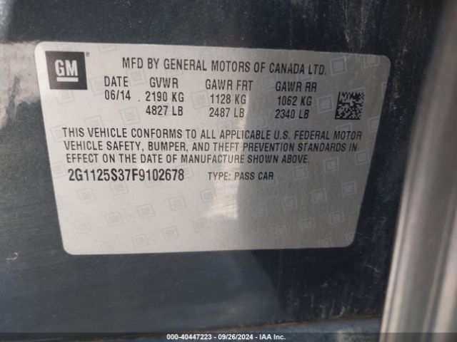 Photo 8 VIN: 2G1125S37F9102678 - CHEVROLET IMPALA 