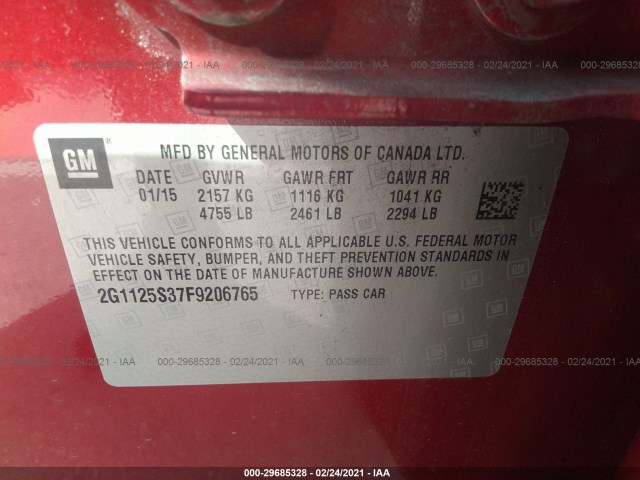 Photo 8 VIN: 2G1125S37F9206765 - CHEVROLET IMPALA 