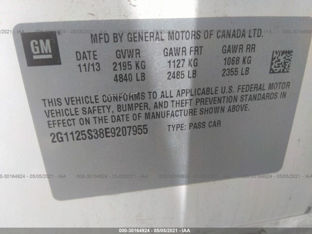 Photo 8 VIN: 2G1125S38E9207955 - CHEVROLET IMPALA 