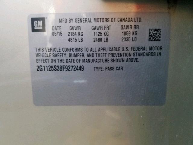 Photo 9 VIN: 2G1125S38F9272449 - CHEVROLET IMPALA LT 