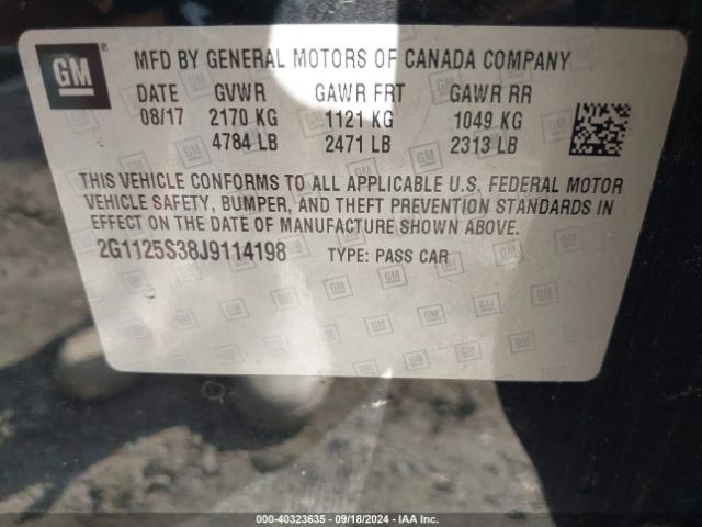 Photo 8 VIN: 2G1125S38J9114198 - CHEVROLET IMPALA 