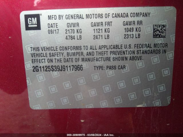 Photo 8 VIN: 2G1125S39J9117966 - CHEVROLET IMPALA 