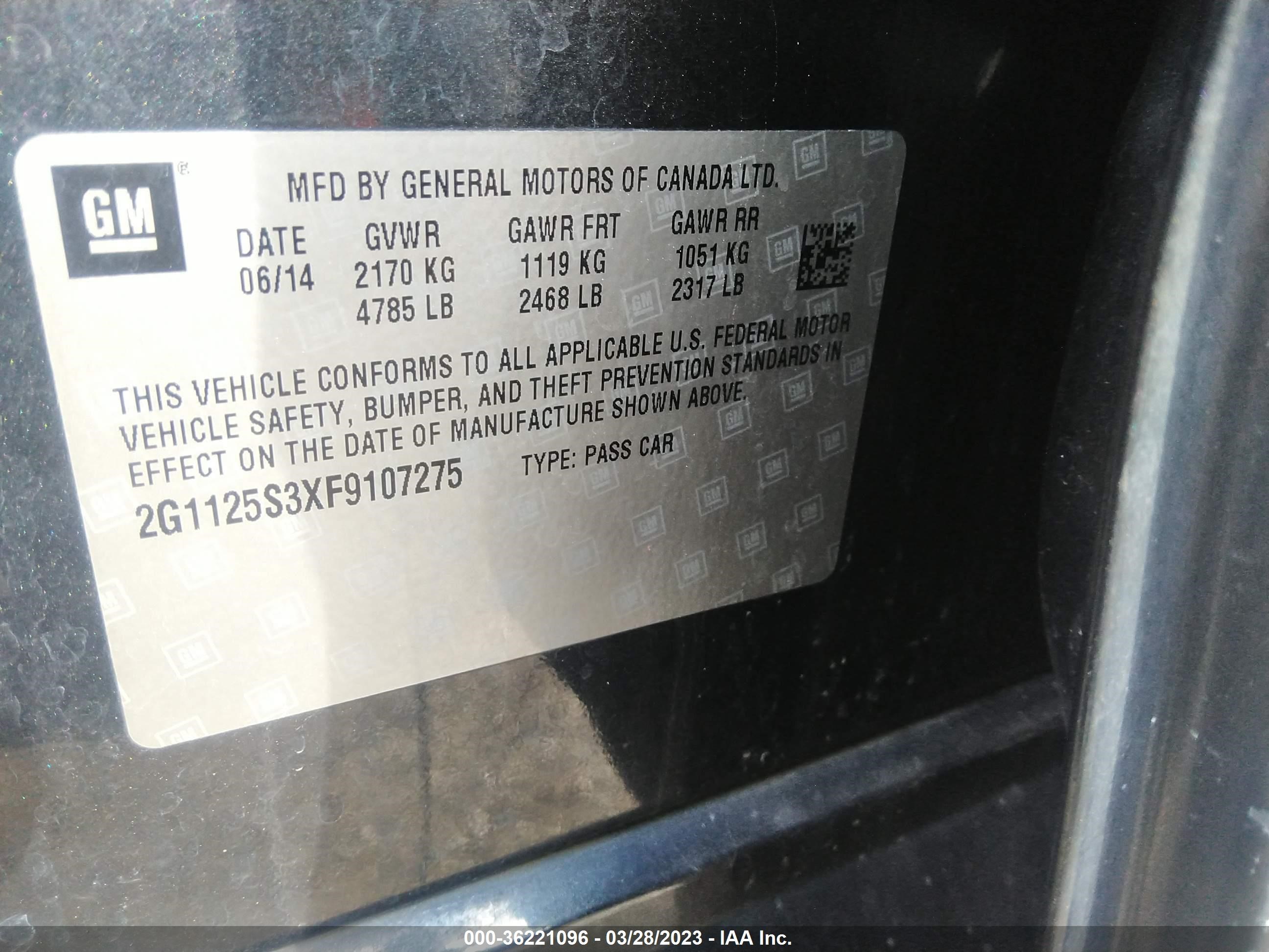 Photo 8 VIN: 2G1125S3XF9107275 - CHEVROLET IMPALA 