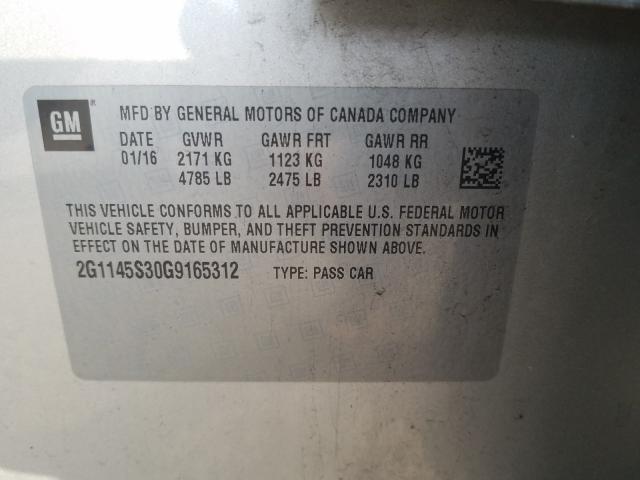 Photo 9 VIN: 2G1145S30G9165312 - CHEVROLET IMPALA LTZ 