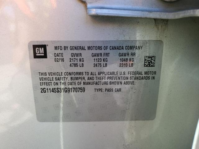 Photo 9 VIN: 2G1145S31G9170759 - CHEVROLET IMPALA LTZ 