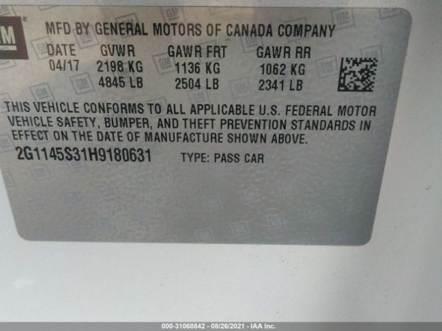 Photo 8 VIN: 2G1145S31H9180631 - CHEVROLET IMPALA 