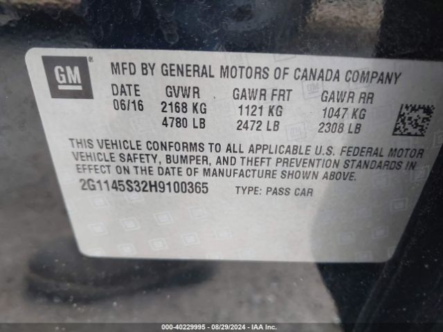 Photo 8 VIN: 2G1145S32H9100365 - CHEVROLET IMPALA 