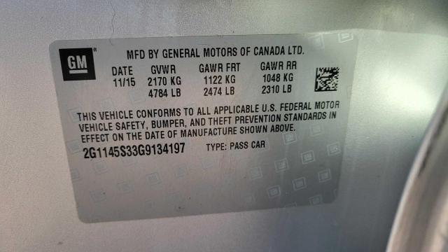 Photo 9 VIN: 2G1145S33G9134197 - CHEVROLET IMPALA LTZ 