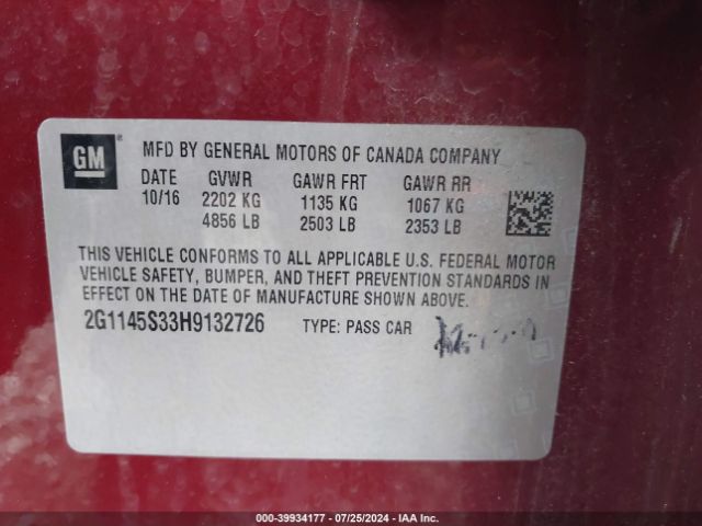 Photo 8 VIN: 2G1145S33H9132726 - CHEVROLET IMPALA 