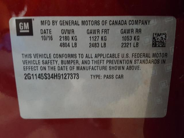 Photo 9 VIN: 2G1145S34H9127373 - CHEVROLET IMPALA PRE 