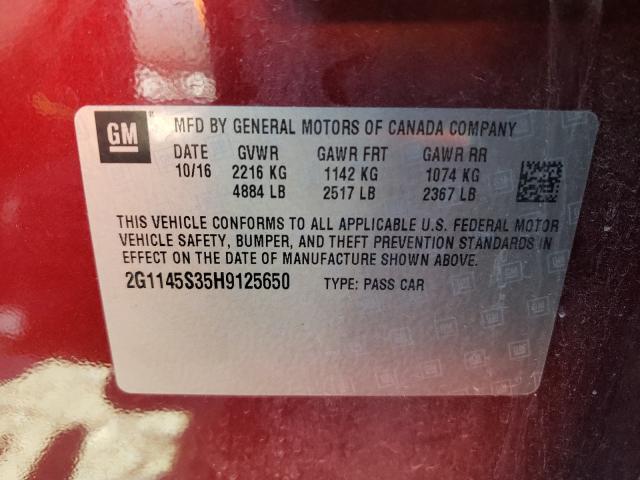 Photo 9 VIN: 2G1145S35H9125650 - CHEVROLET IMPALA PRE 