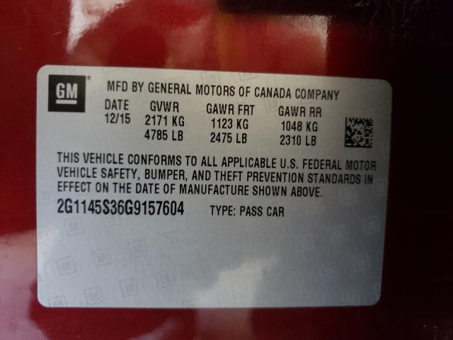 Photo 9 VIN: 2G1145S36G9157604 - CHEVROLET IMPALA LTZ 