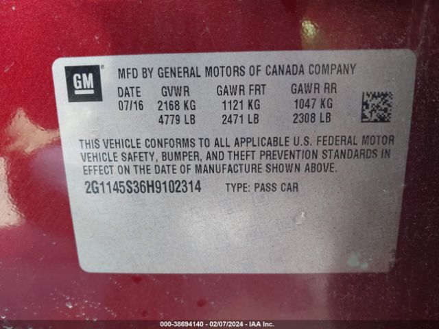 Photo 8 VIN: 2G1145S36H9102314 - CHEVROLET IMPALA 