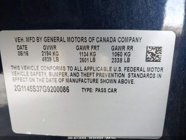 Photo 8 VIN: 2G1145S37G9200086 - CHEVROLET IMPALA 