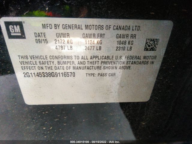 Photo 8 VIN: 2G1145S38G9116570 - CHEVROLET IMPALA 