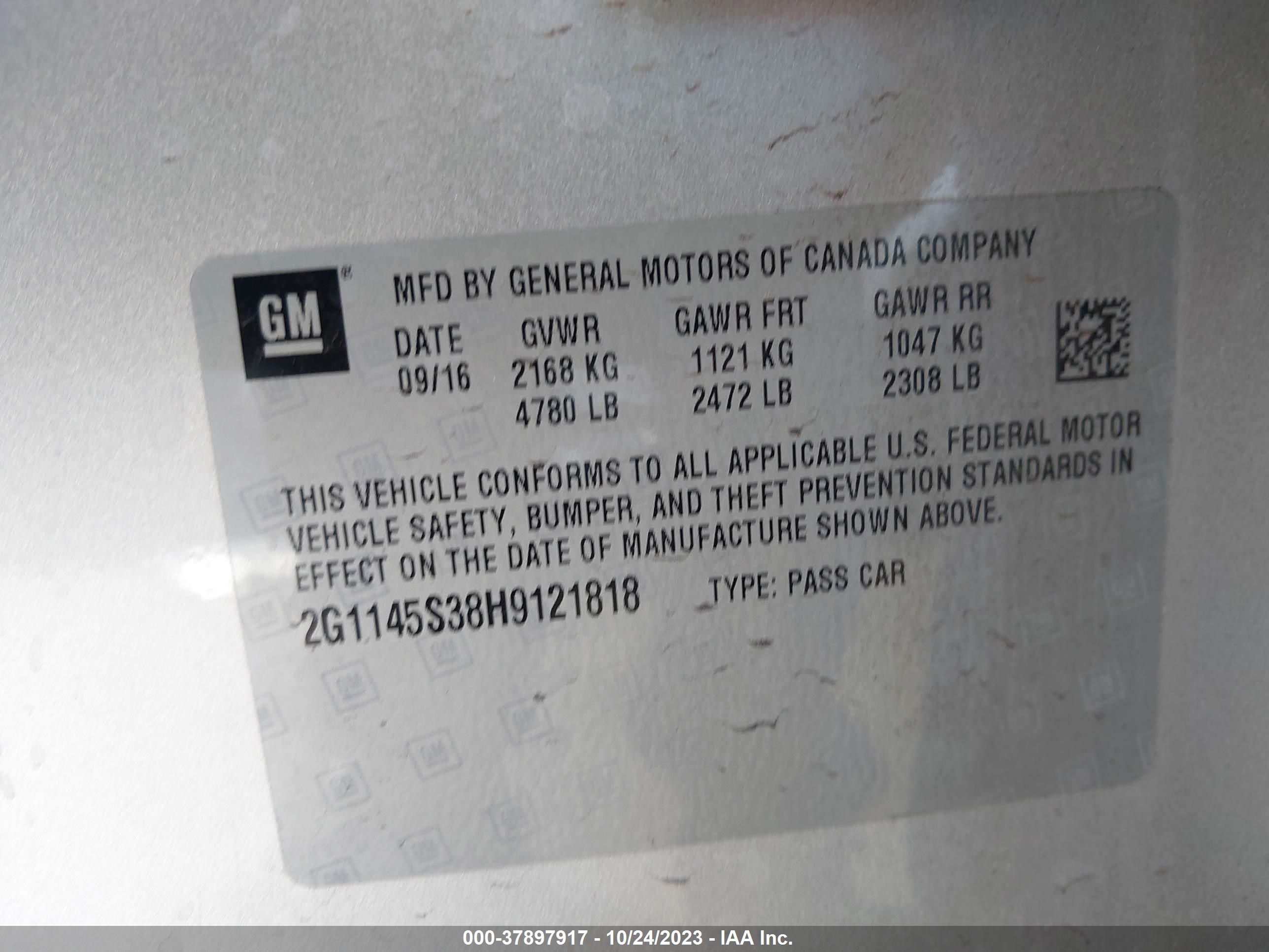 Photo 8 VIN: 2G1145S38H9121818 - CHEVROLET IMPALA 