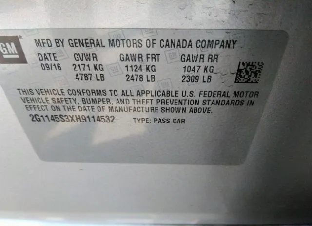 Photo 8 VIN: 2G1145S3XH9114532 - CHEVROLET IMPALA 