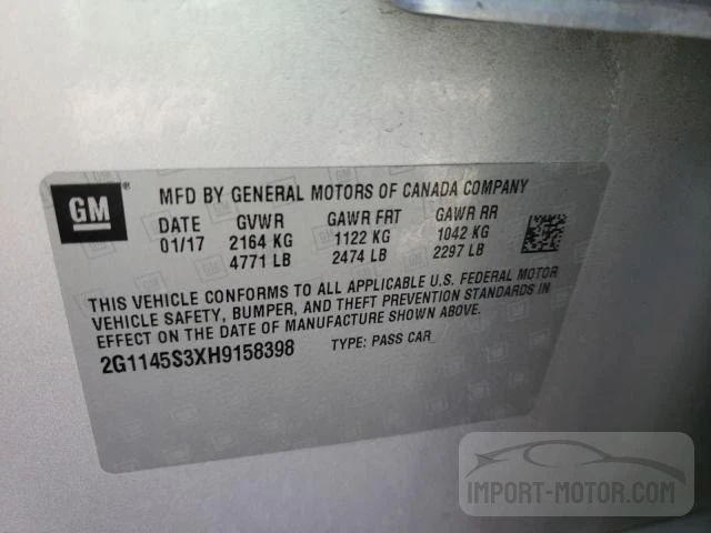 Photo 12 VIN: 2G1145S3XH9158398 - CHEVROLET IMPALA 