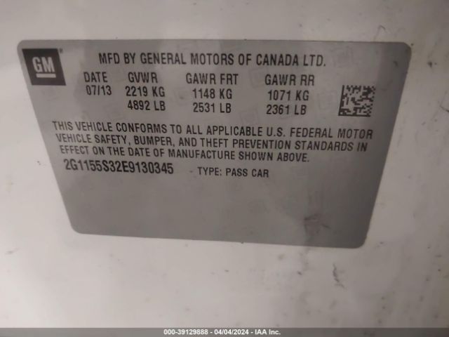 Photo 8 VIN: 2G1155S32E9130345 - CHEVROLET IMPALA 