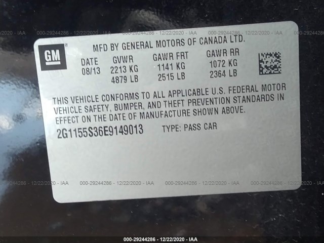 Photo 8 VIN: 2G1155S36E9149013 - CHEVROLET IMPALA 