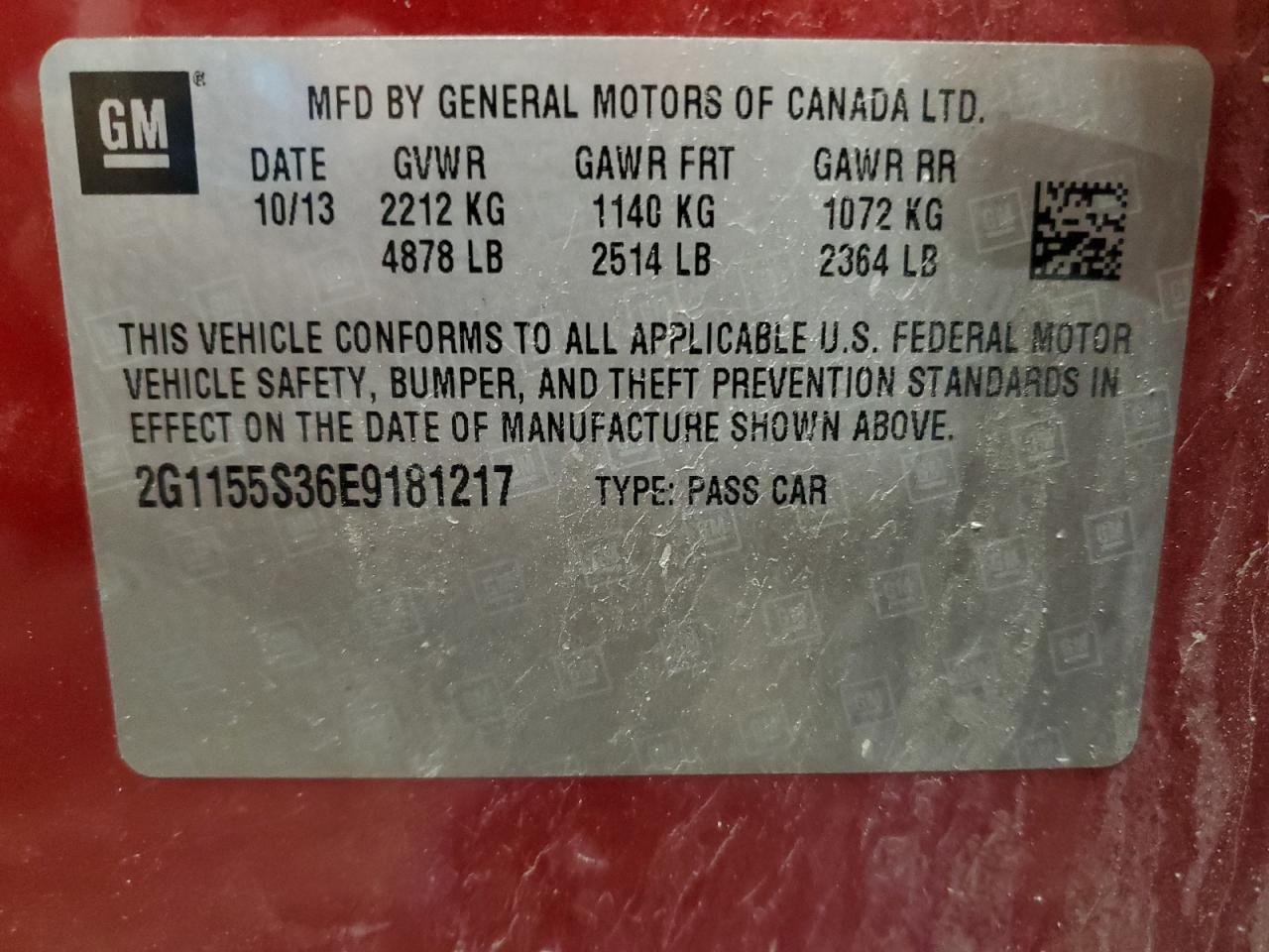 Photo 11 VIN: 2G1155S36E9181217 - CHEVROLET IMPALA 