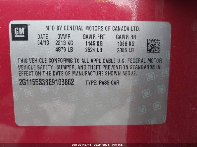 Photo 8 VIN: 2G1155S38E9103862 - CHEVROLET IMPALA 