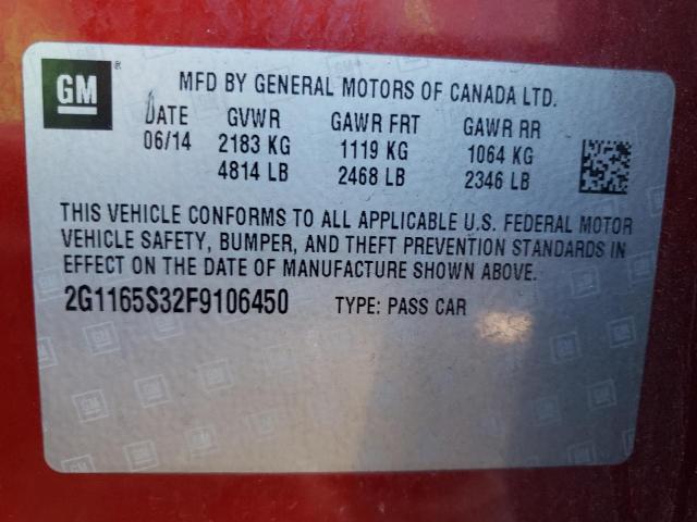 Photo 9 VIN: 2G1165S32F9106450 - CHEVROLET IMPALA LTZ 