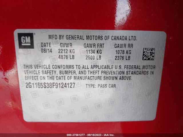 Photo 8 VIN: 2G1165S38F9124127 - CHEVROLET IMPALA 