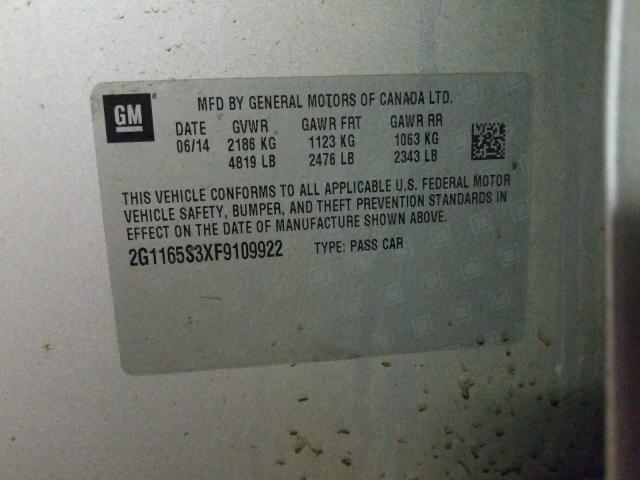 Photo 9 VIN: 2G1165S3XF9109922 - CHEVROLET IMPALA LTZ 