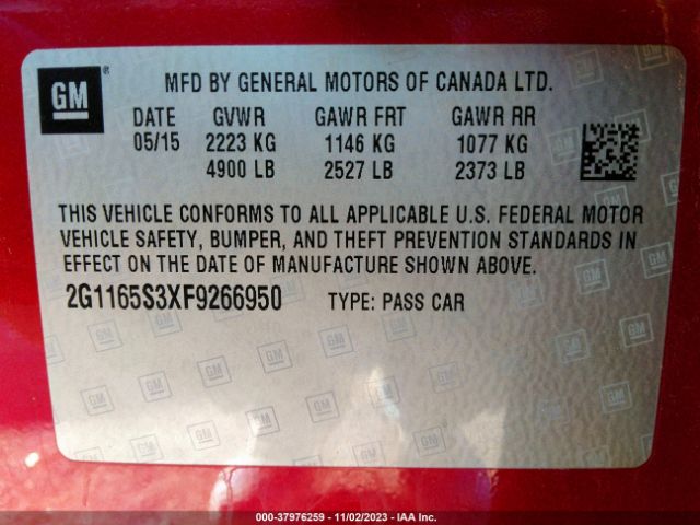 Photo 8 VIN: 2G1165S3XF9266950 - CHEVROLET IMPALA 