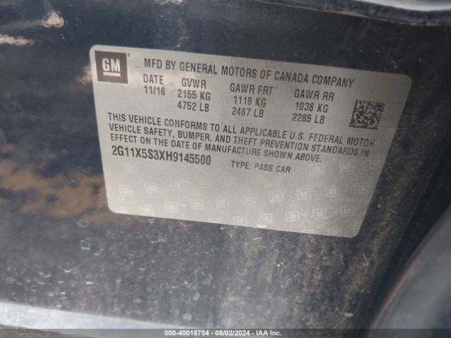 Photo 8 VIN: 2G11X5S3XH9145500 - CHEVROLET IMPALA 