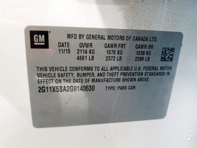 Photo 9 VIN: 2G11X5SA2G9140630 - CHEVROLET IMPALA LS 