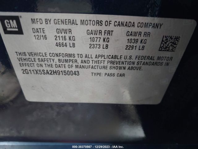 Photo 8 VIN: 2G11X5SA2H9150043 - CHEVROLET IMPALA 