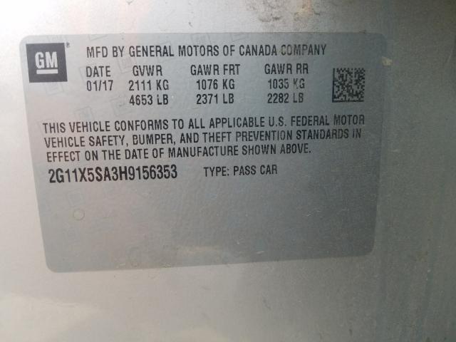 Photo 9 VIN: 2G11X5SA3H9156353 - CHEVROLET IMPALA LS 