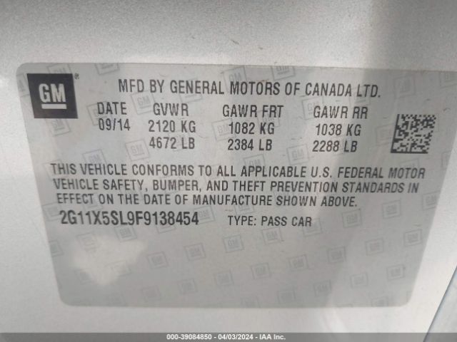 Photo 8 VIN: 2G11X5SL9F9138454 - CHEVROLET IMPALA 