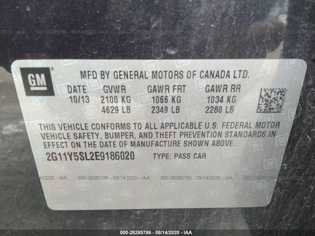 Photo 8 VIN: 2G11Y5SL2E9186020 - CHEVROLET IMPALA 