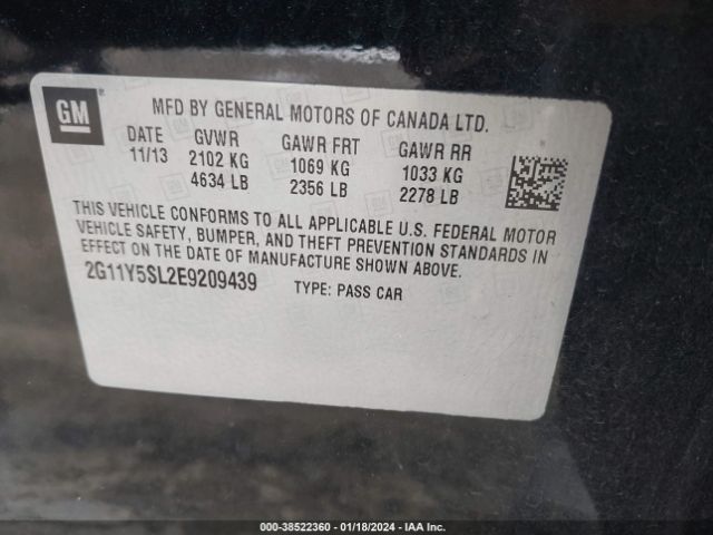 Photo 8 VIN: 2G11Y5SL2E9209439 - CHEVROLET IMPALA 