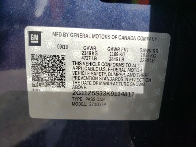 Photo 9 VIN: 2G11Z5S33K9114817 - CHEVROLET IMPALA LT 