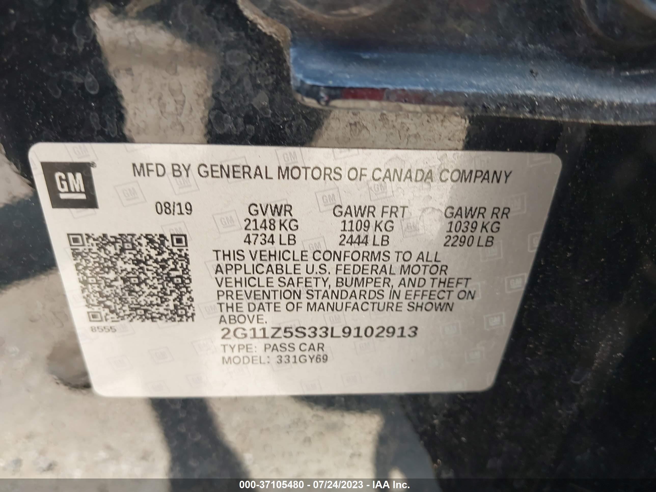 Photo 8 VIN: 2G11Z5S33L9102913 - CHEVROLET IMPALA 