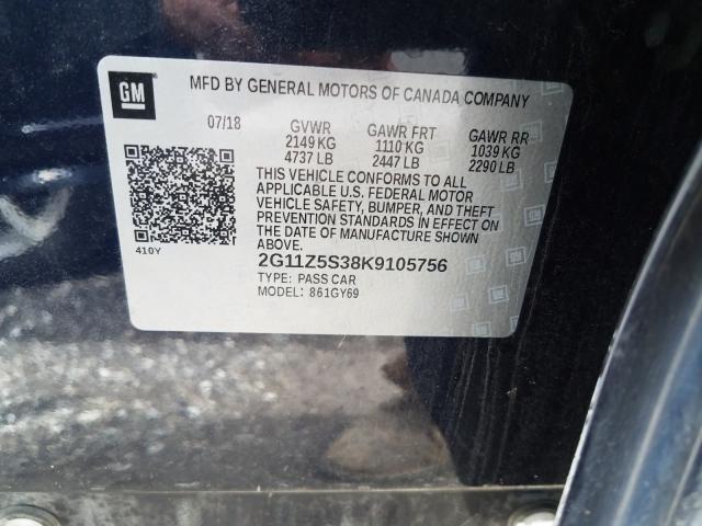 Photo 9 VIN: 2G11Z5S38K9105756 - CHEVROLET IMPALA LT 