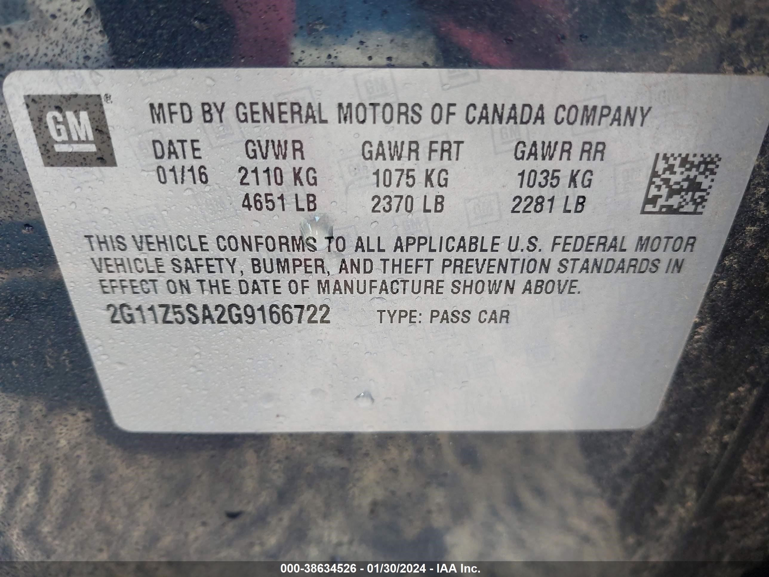 Photo 8 VIN: 2G11Z5SA2G9166722 - CHEVROLET IMPALA 