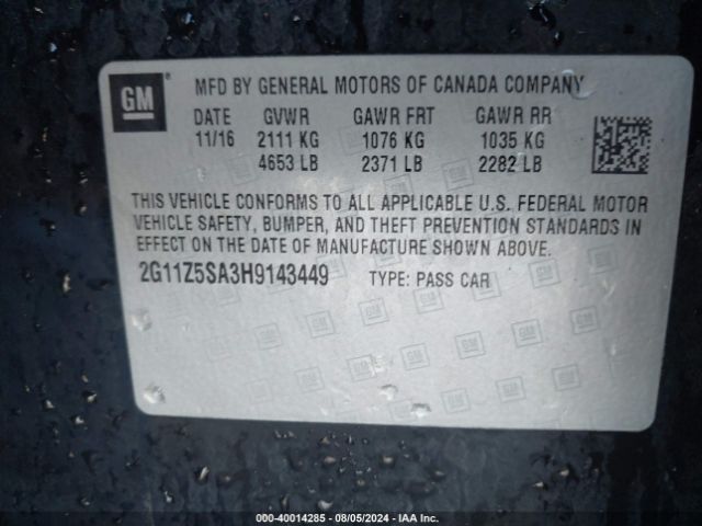 Photo 8 VIN: 2G11Z5SA3H9143449 - CHEVROLET IMPALA 