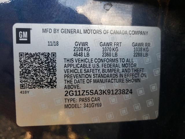 Photo 9 VIN: 2G11Z5SA3K9123824 - CHEVROLET IMPALA LT 